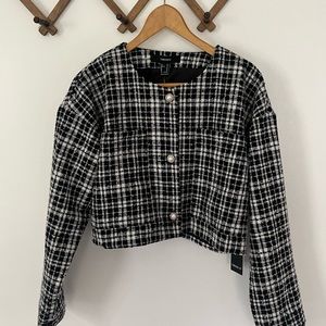 Forever 21 Cropped Plaid Jacket